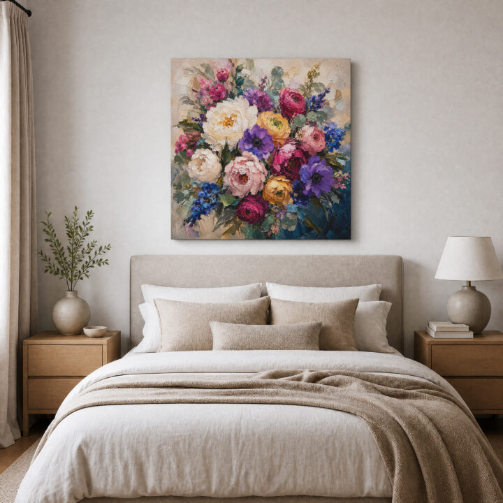 Leinwandbild Expressiver bunter Blumenstrauß