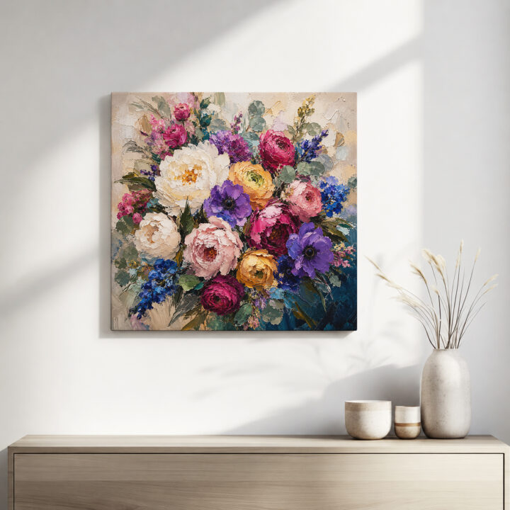 Leinwandbild Expressiver bunter Blumenstrauß