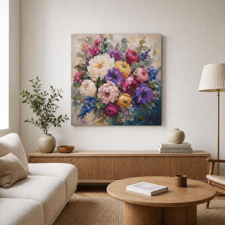 Leinwandbild Expressiver bunter Blumenstrauß