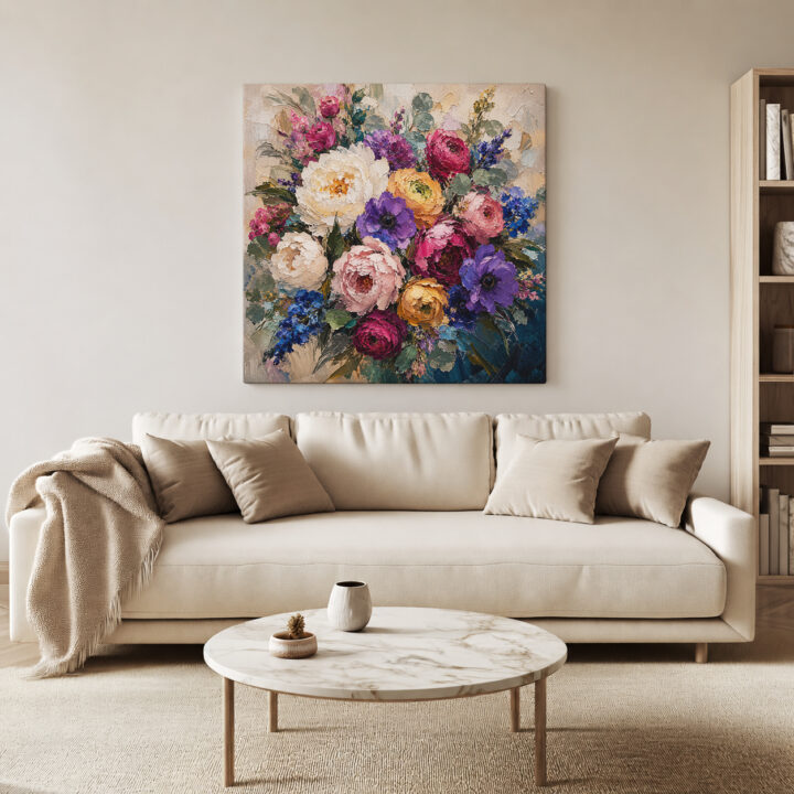 Leinwandbild Expressiver bunter Blumenstrauß