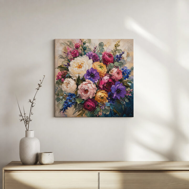 Leinwandbild Expressiver bunter Blumenstrauß