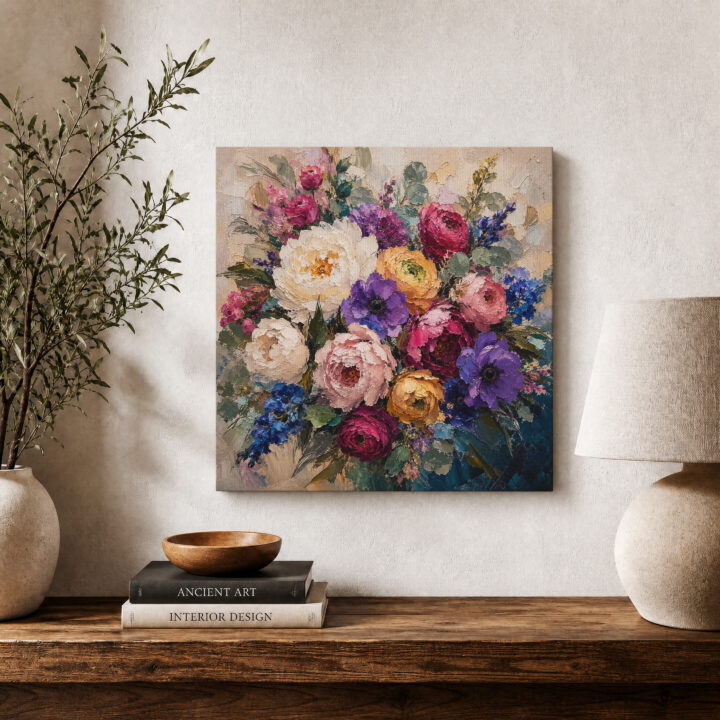 Leinwandbild Expressiver bunter Blumenstrauß
