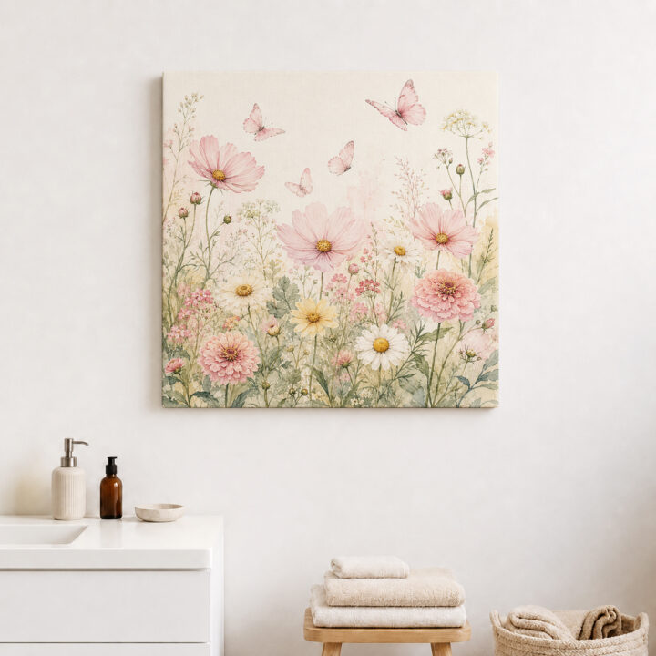 Leinwandbild Wildblumen und Schmetterlinge