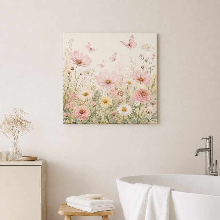 Leinwandbild Wildblumen und Schmetterlinge
