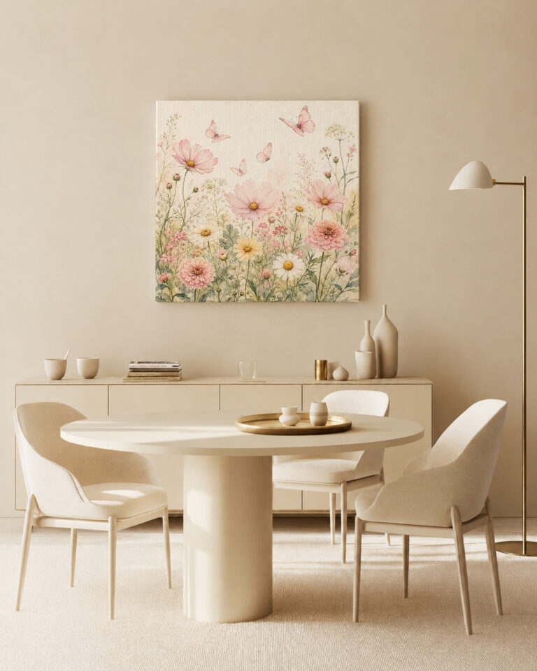 Leinwandbild Wildblumen und Schmetterlinge
