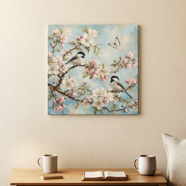 Canvas print Blossoming Branches and Songbirds