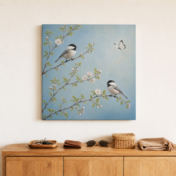 Canvas print Songbirds Among Blossoms