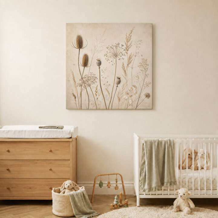 Leinwandbild Wildpflanzen auf warmem Beige