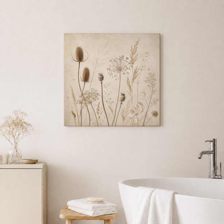Leinwandbild Wildpflanzen auf warmem Beige