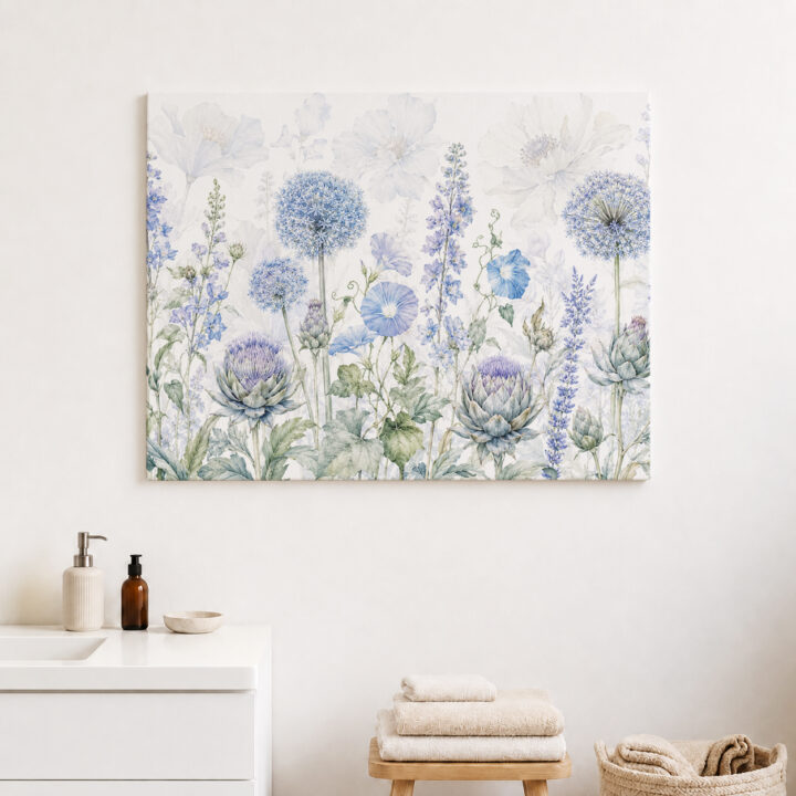 Leinwandbild Luftige Blüten in Blau und Flieder