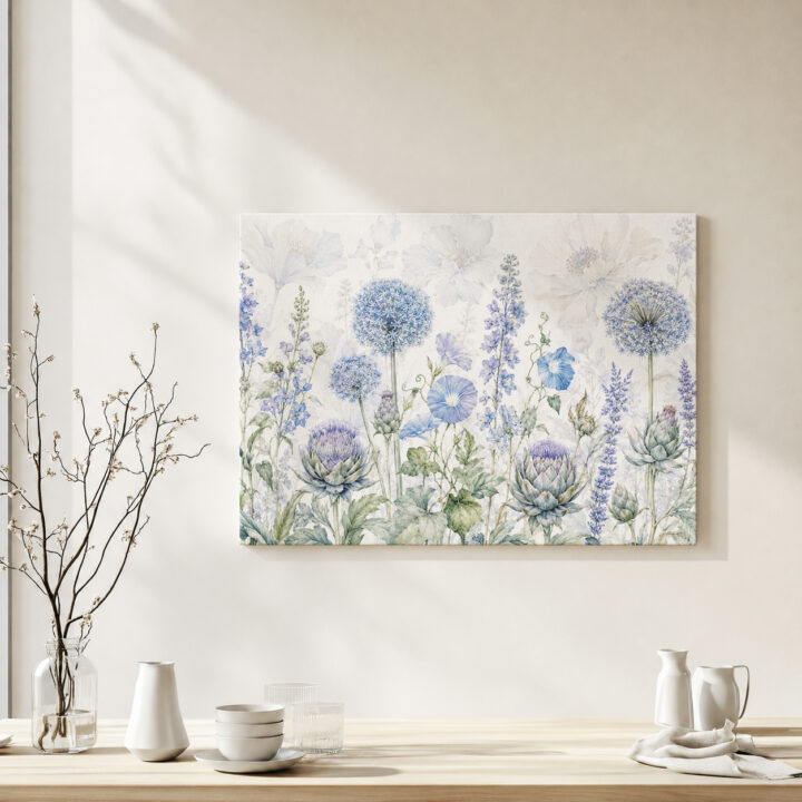 Leinwandbild Luftige Blüten in Blau und Flieder
