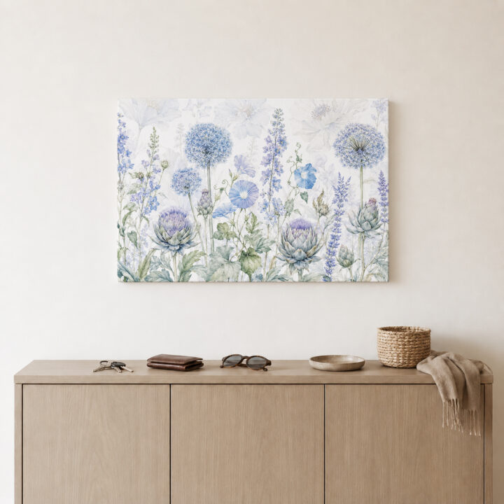 Leinwandbild Luftige Blüten in Blau und Flieder