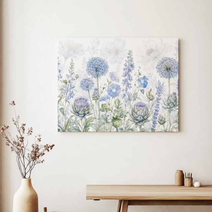 Leinwandbild Luftige Blüten in Blau und Flieder