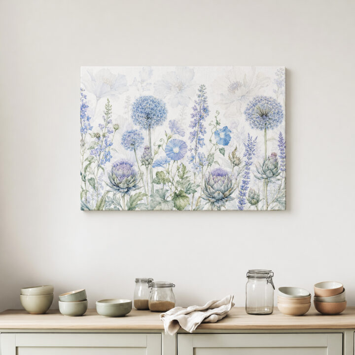 Leinwandbild Luftige Blüten in Blau und Flieder