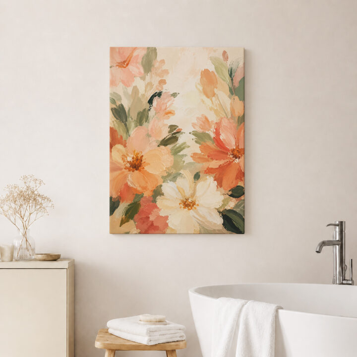 Leinwandbild Blüten in Apricot und Rosé