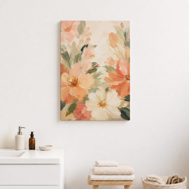 Leinwandbild Blüten in Apricot und Rosé