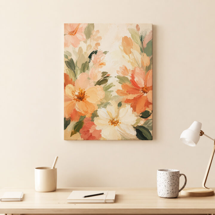 Leinwandbild Blüten in Apricot und Rosé