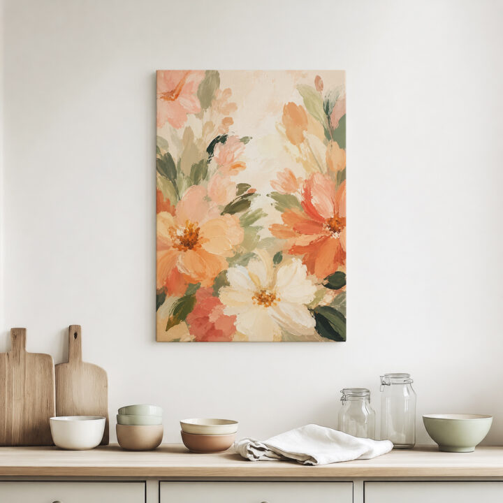 Leinwandbild Blüten in Apricot und Rosé