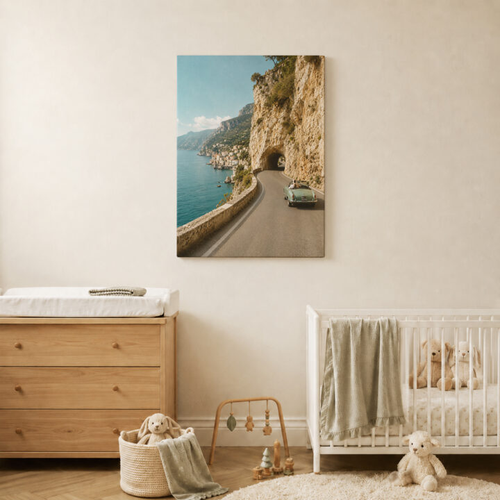 Canvas print Coast Road and Retro Convertible