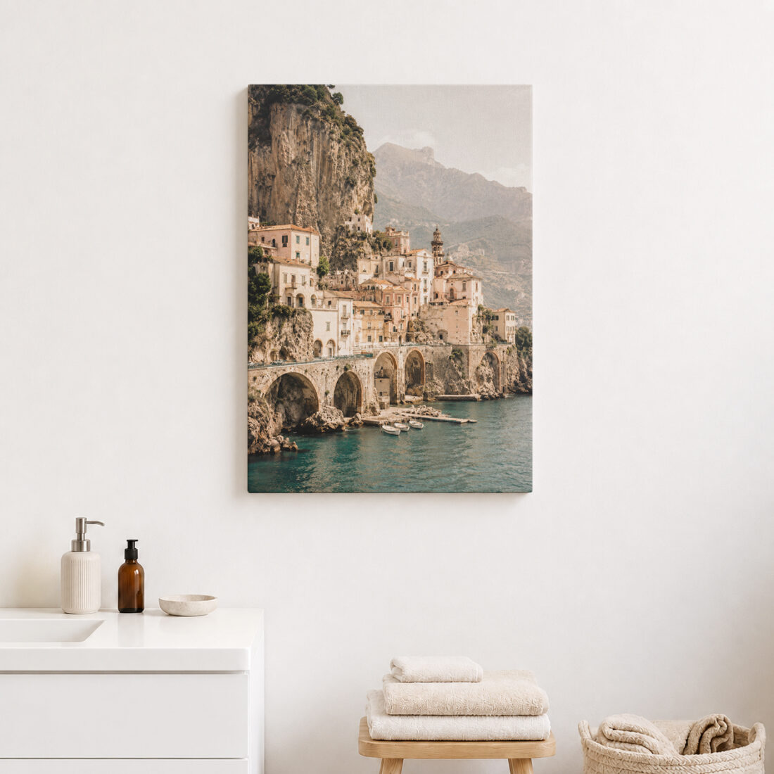 Leinwandbild Italienisches Dorf am Meer