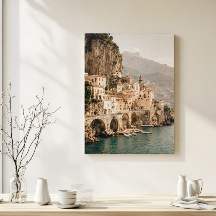 Leinwandbild Italienisches Dorf am Meer