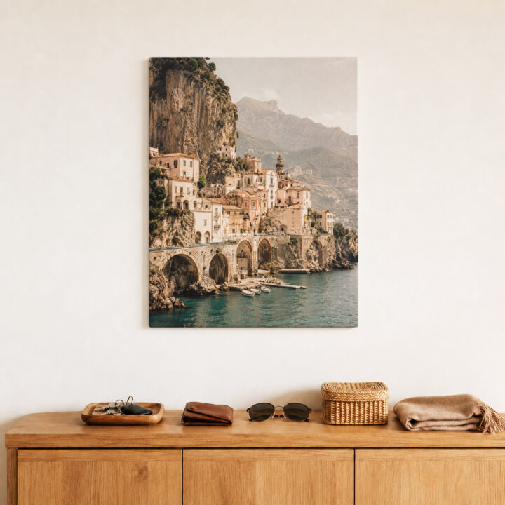 Leinwandbild Italienisches Dorf am Meer