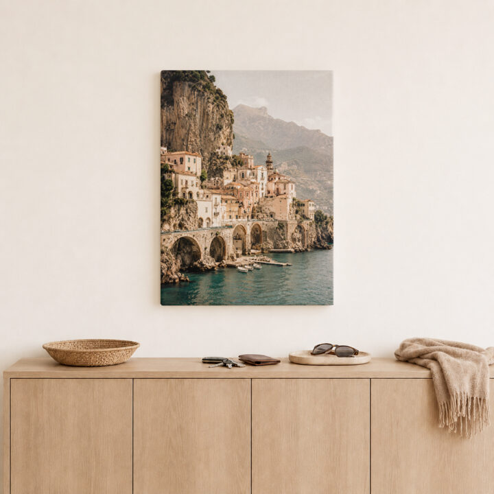 Leinwandbild Italienisches Dorf am Meer