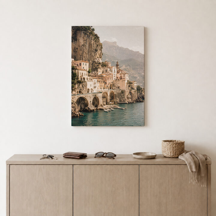 Leinwandbild Italienisches Dorf am Meer