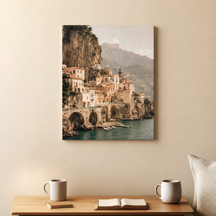 Leinwandbild Italienisches Dorf am Meer
