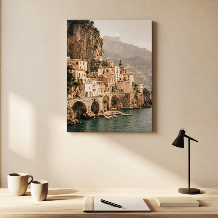 Leinwandbild Italienisches Dorf am Meer