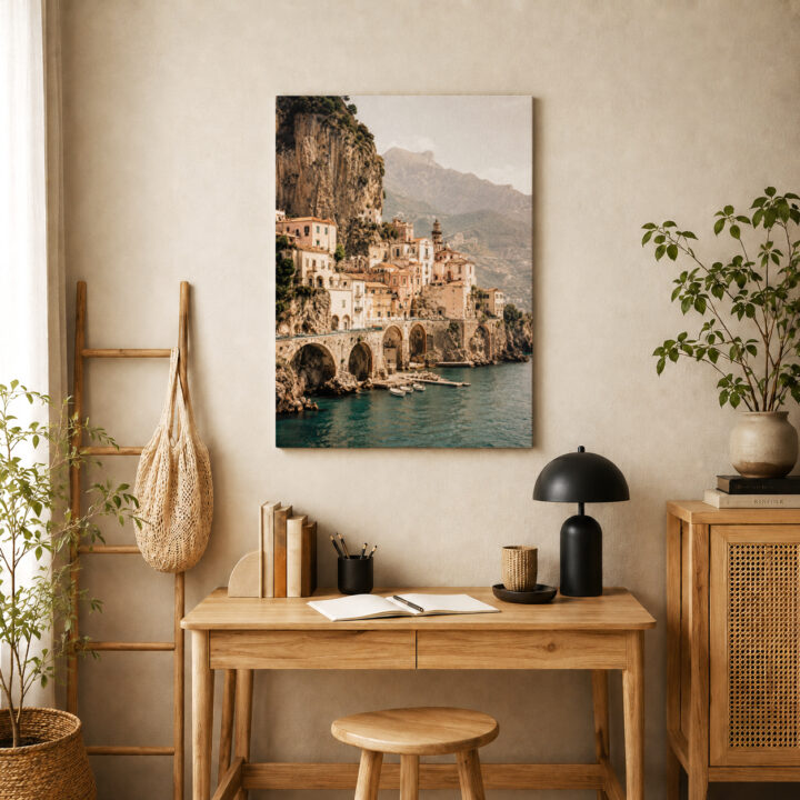 Leinwandbild Italienisches Dorf am Meer