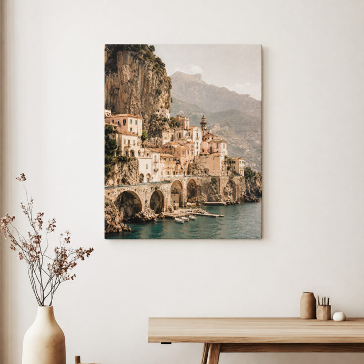 Leinwandbild Italienisches Dorf am Meer