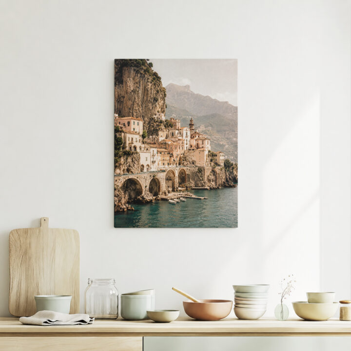 Leinwandbild Italienisches Dorf am Meer
