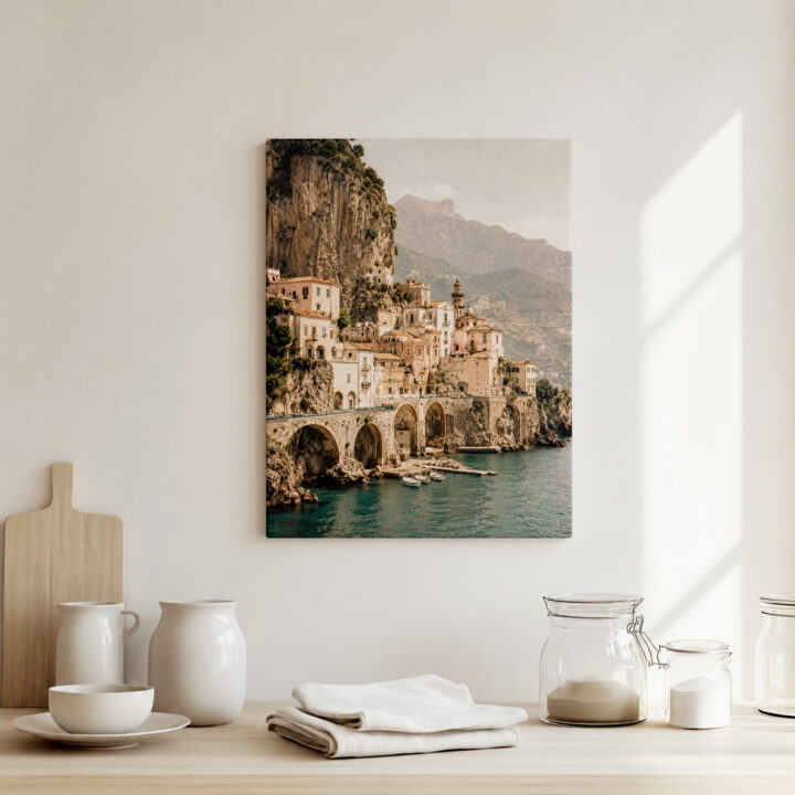 Leinwandbild Italienisches Dorf am Meer