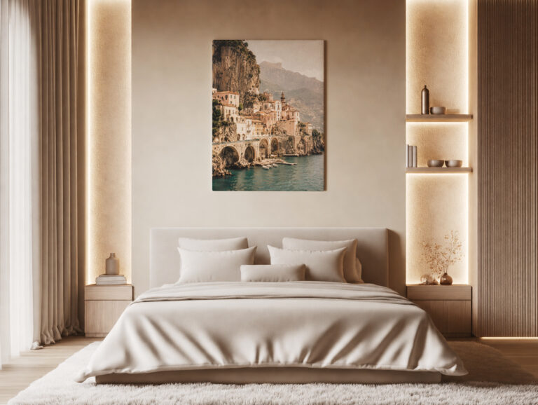 Leinwandbild Italienisches Dorf am Meer