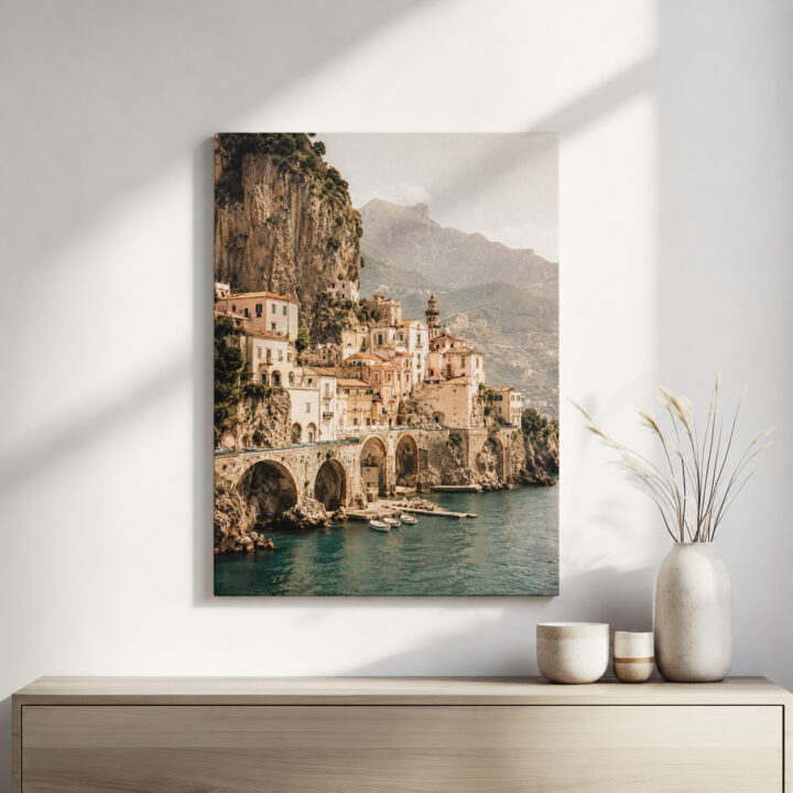 Leinwandbild Italienisches Dorf am Meer