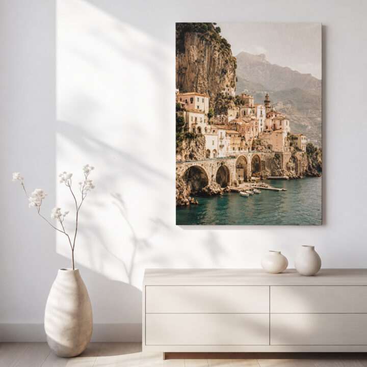 Leinwandbild Italienisches Dorf am Meer