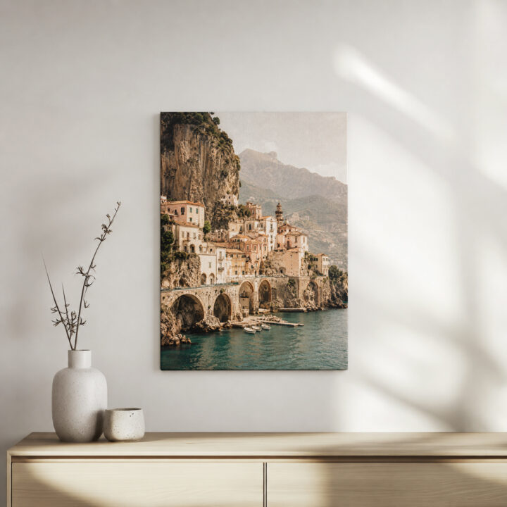 Leinwandbild Italienisches Dorf am Meer