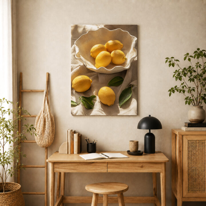 Canvas print Lemons in a Ceramic Bowl