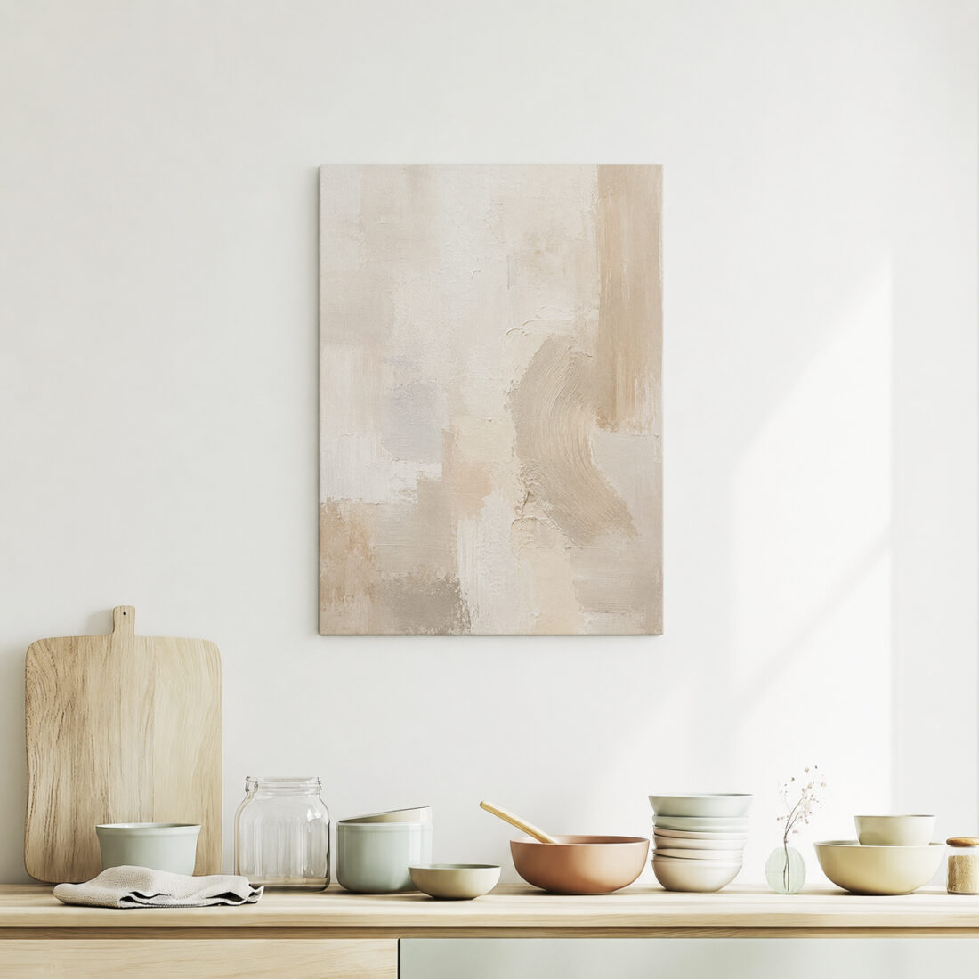 Leinwandbild Ruhige Formen in Creme und Greige