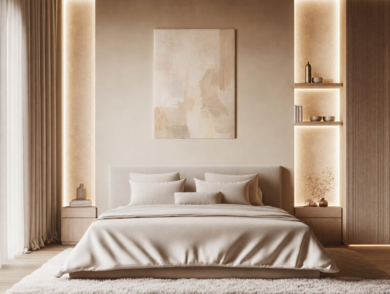 Leinwandbild Ruhige Formen in Creme und Greige
