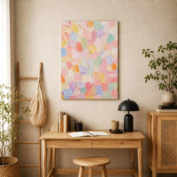 Leinwandbild Helle Pastellspuren in Maloptik