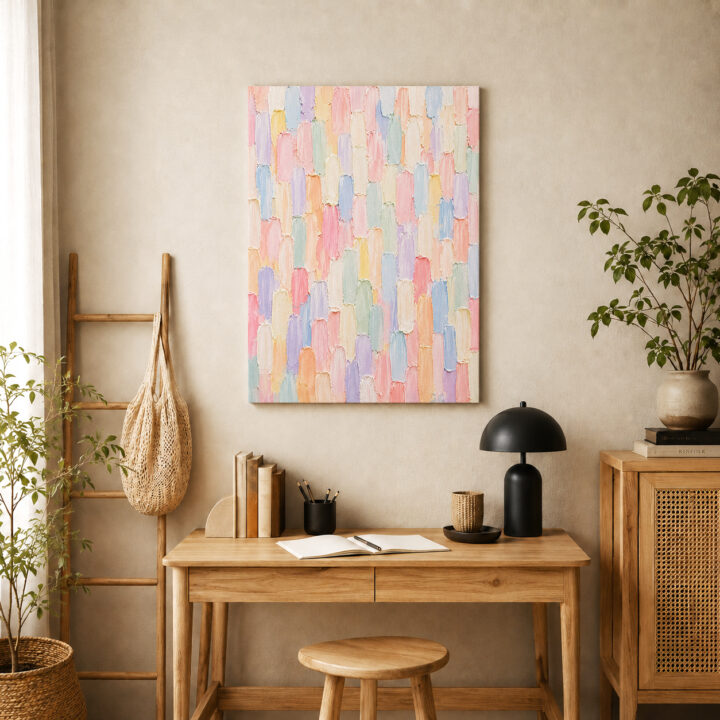 Leinwandbild Pastellige vertikale Pinselspuren