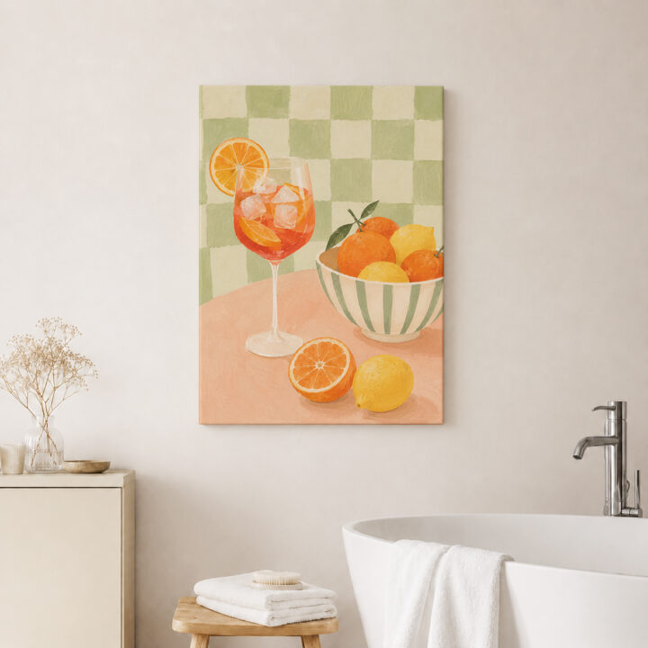 Leinwandbild Zitrusfrüchte und Spritzglas