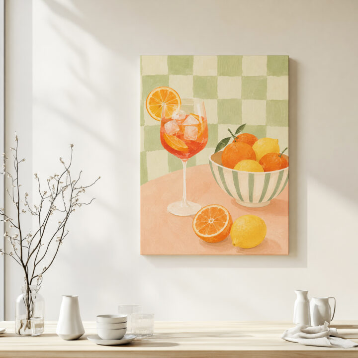 Leinwandbild Zitrusfrüchte und Spritzglas