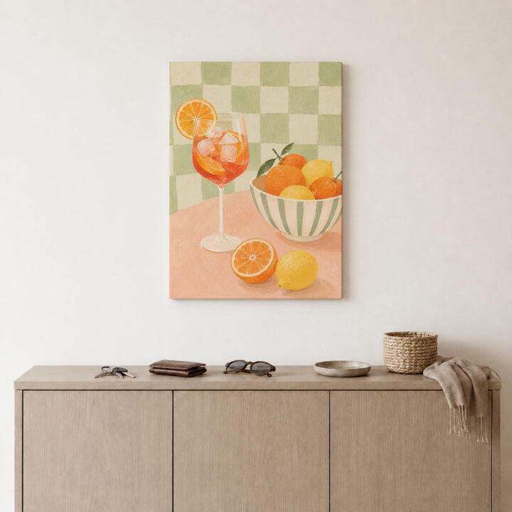Leinwandbild Zitrusfrüchte und Spritzglas