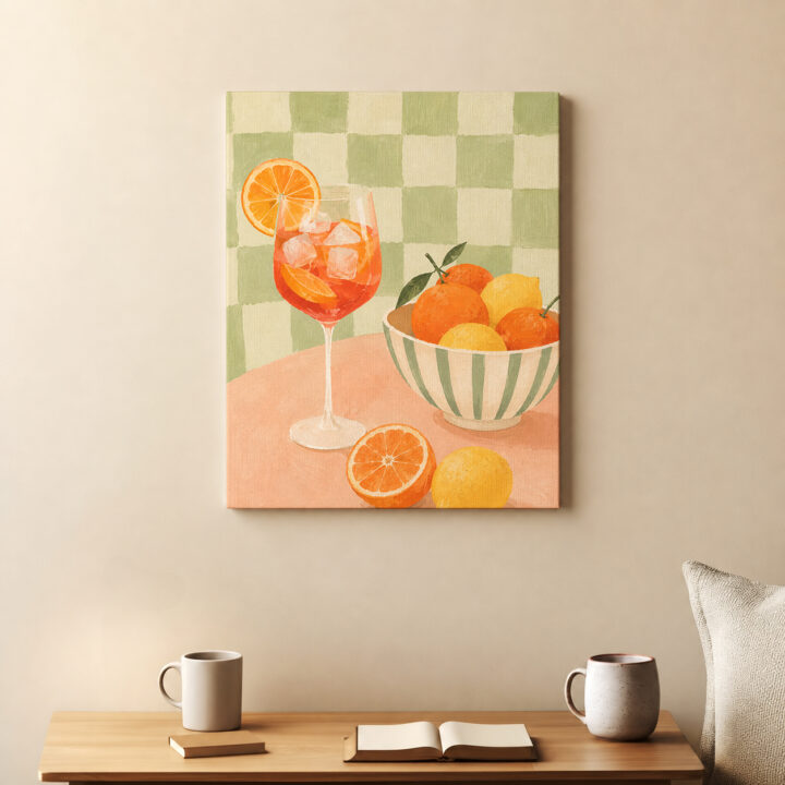 Leinwandbild Zitrusfrüchte und Spritzglas