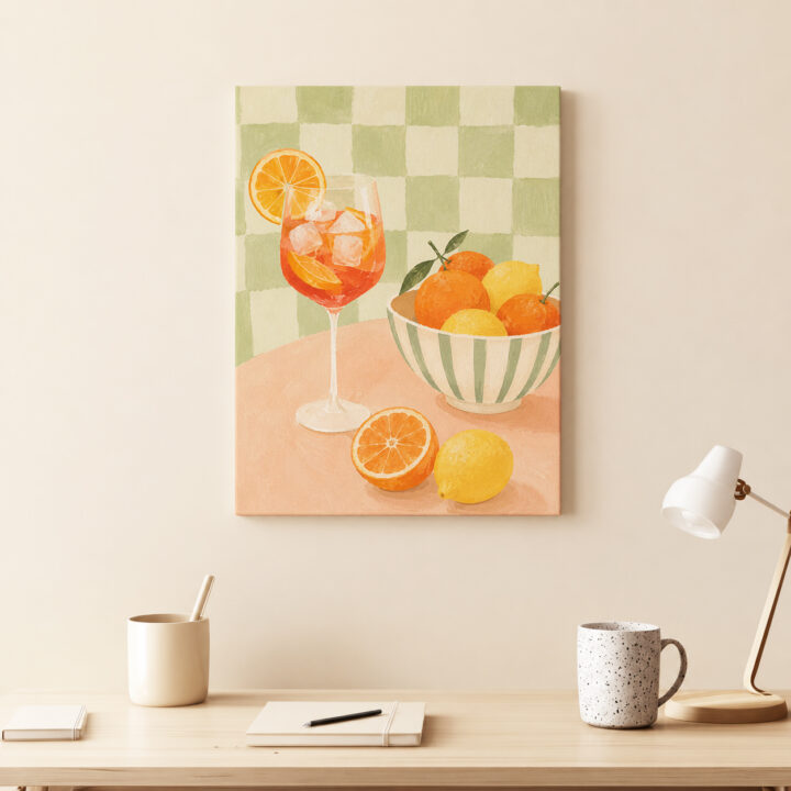 Leinwandbild Zitrusfrüchte und Spritzglas