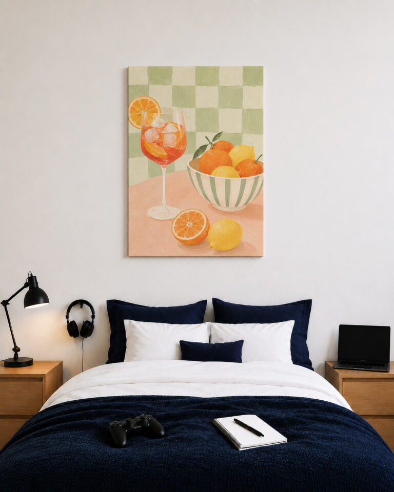 Leinwandbild Zitrusfrüchte und Spritzglas