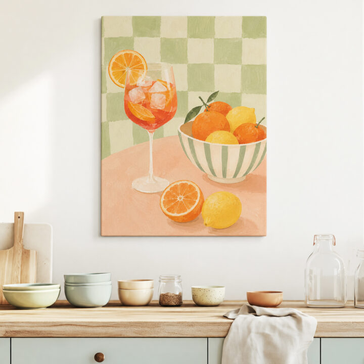 Leinwandbild Zitrusfrüchte und Spritzglas